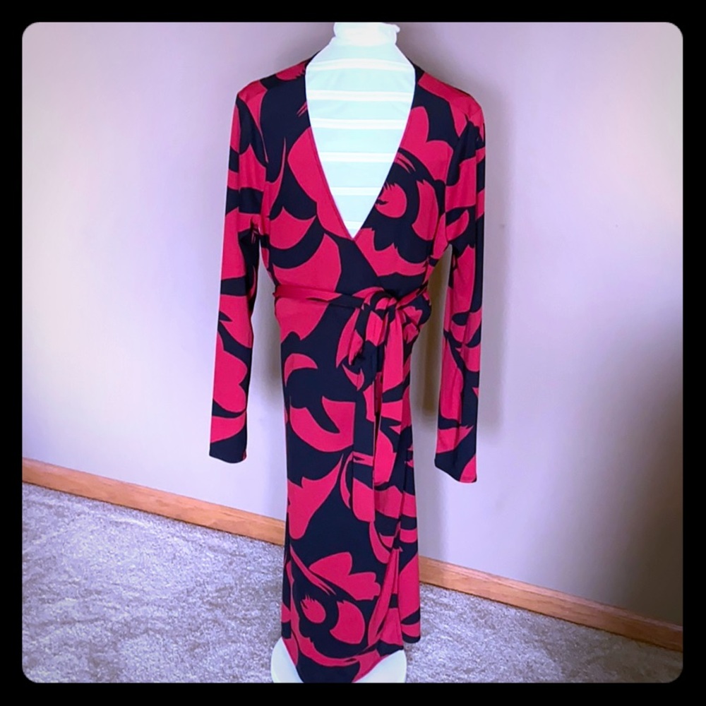 Black and Red Wrap Dress